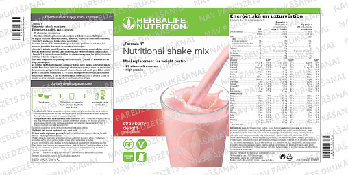 Uzturvielu kokteilis Formula 1 ar Zemeņu baudījums